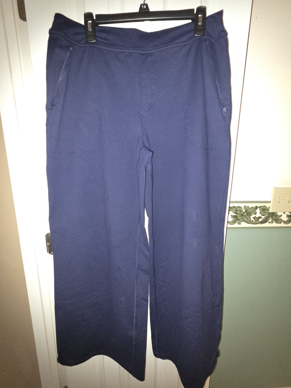 aerie Navy Wide-Leg Sweatpants with Zipper Pockets